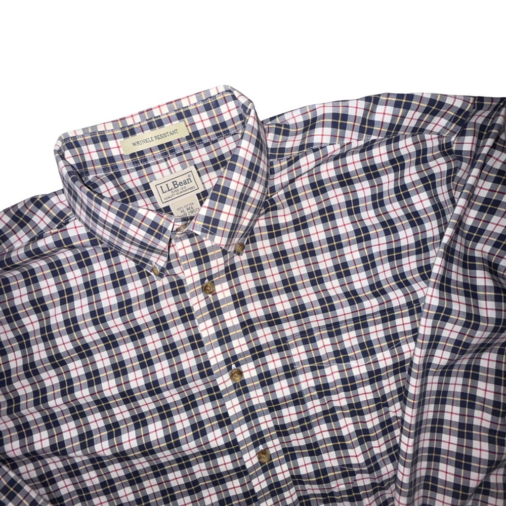 L.L.Bean Mens XL Regular‎ Fit Plaid Wrinkle Resistant Button Down Shirt